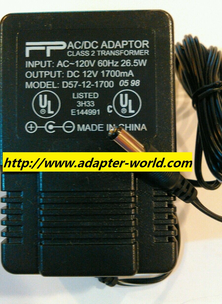 *100% Brand NEW* FP AC/DC Adapter 115 VAC:12 VDC 1.7 AMP D57-12-1700 Tip - 1700 POWER SUPPLY Free Shipping!